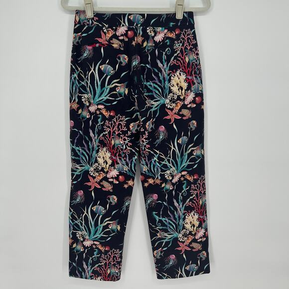 NWT J.Crew Patio Pant F3708 “Under‑the‑Sea” Ratti Print Capris, Size 0 - Picture 2 of 4